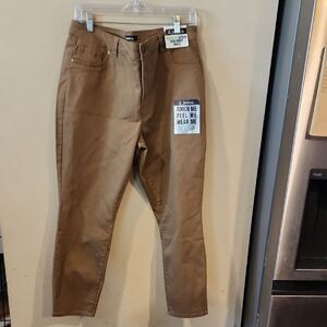 d. jeans High Waist Recycled Sateen Ankle Pants - Brown